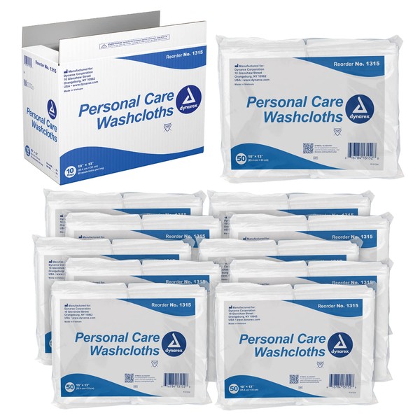 Dynarex Personal Cleansing Washcloths - 10 x 13" Disposable Dry