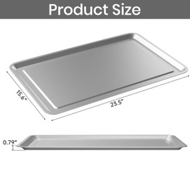 2 Pcs Under Car Oil Pans for Changing Oil, Motorcycle Automotive Oil Change Pan Silver Rust Resistant Drip Tray, Oil Catch Pan Replacement Tray for Garage Machinery Supplies (23.5 x 15.6 Inch)