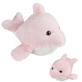 The Dreidel Company Plush Pink Dolphin Mighty Mights, 3.5" Inch Plush Stuffed, Super Soft and Cuddly Animal Toys, Classroom Decorations, Boys and Girls (Pink Dolphin)