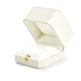 Oirlv Cream White PU Leather Double Ring Box Elegant Ring Storage Box Ring Gift Box Ring Display for Proposal, Engagement, Weddings, Birthday and Anniversary