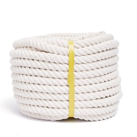 Natural Cotton Rope 3/4 Inch x 100 Feet, 4-Strand Twisted Cotton Rope, Natural Thick White Rope, Soft Rope Cord, Craft Rope for Sports, Decoration, Pet Toys, DIY Crafts, Indoor & Outdoor Use