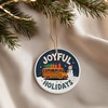 Joyful Holidays Round Ceramic Ornament 3 inches Featuring a Miniature