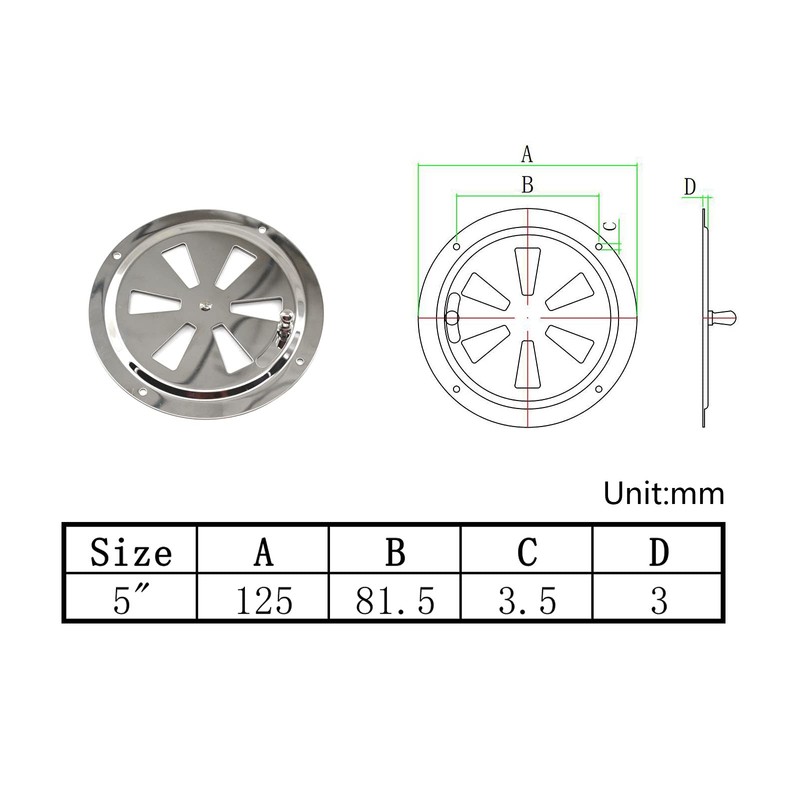 Ø5 Inch 316 Stainless Steel Round Air Vent Grille Cover