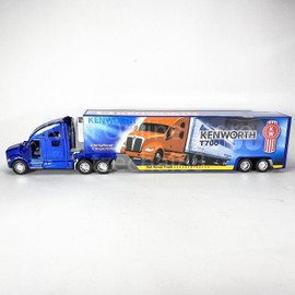 KiNSMART Kenworth T700 Container Truck, 1:68 Scale, Die Cast Metal Model, Blue with Decals, Pullback Action