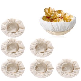 CHSEROK Linen Cloth Bread Baking, Pack of 6 Fabric Insert for Bread Proofing Baskets, 20 x 8 cm Fabric Cover Proofing Basket, Round Cotton Linen Cloths, for Making at Home, Hotel Kitchens and Bakeries