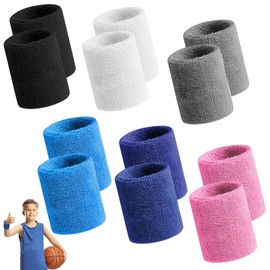 12 Pieces Sweat Bands Wristbands,Colourful Sport Wristbands,3.2x3.0 Inches Wrist Sweatbands for Women and Men, Absorbent Wrist Bands Easy-to-Wash,Wrist Bands for Tennis, Basketball and Gymnastics