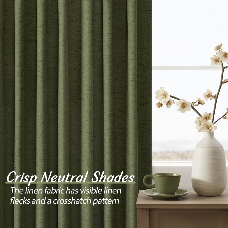 Short Blackout Curtains 52" W x 36" L, Olive Green