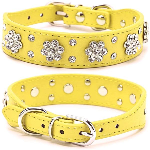 haoyueer Rhinestone Dog Collar, Cute Flower Rhinestone Cat Dog Collar