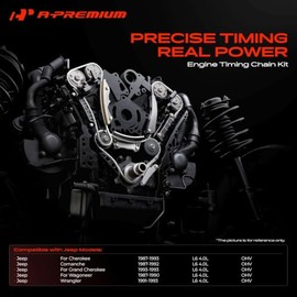 A-Premium Kit de Cadena de Distribución del Motor con Piñón y Amortiguador | Compatible con Jeep Cherokee 1987-1993, Comanche 1987-1992, Grand Cheroke