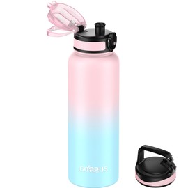 GOPPUS 1200ML/40OZ Stainless Steel Water Bottle 1.2 Litre Metal Vacuum Flask for Travel Double Walled Bottle Leakproof Coffee Flask for Outdoor Large Bottle with Wide Mouth Sport Bottles Keep Hot/Cold