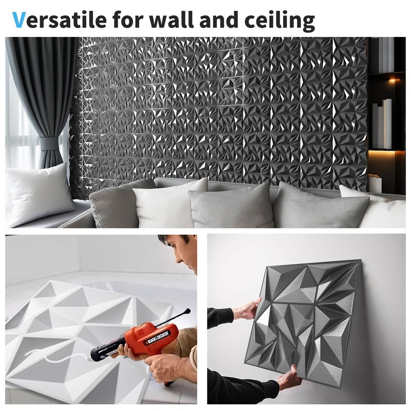 Art3D 33-Pack 3D Wall Panels - Diamond Textured Feature Paneling