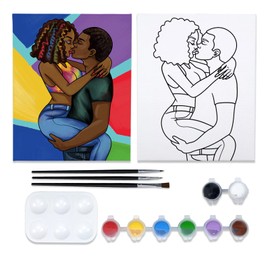 Nuberlic Pre Drawn Canvas Paint Kit Sip and Paint Party 8x10 Canvas Painting Kit Valentine's Day Birthday Gift Couple Love Theme Painting Kit DIY Paint Party Favor