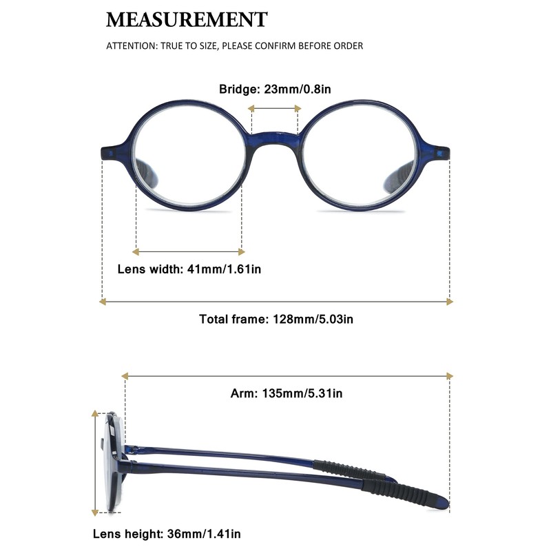 VEVESMUNDO Reading Glasses Round Men Women Flexible Bendable Eyeglasses Readers