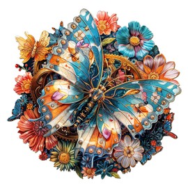 SECOGM Wooden Puzzle Adults, 80 Pieces Mechanical Butterfly Wooden Puzzle Adults, 21.5 x 21.5 cm Wooden Puzzle, Irregular Shape, Premium Wooden Puzzle Gift Box