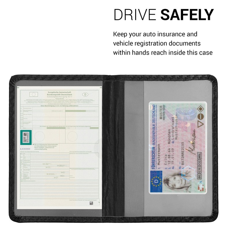 kwmobile Vehicle Registration Certificate Case with Card Slots, Faux Leather