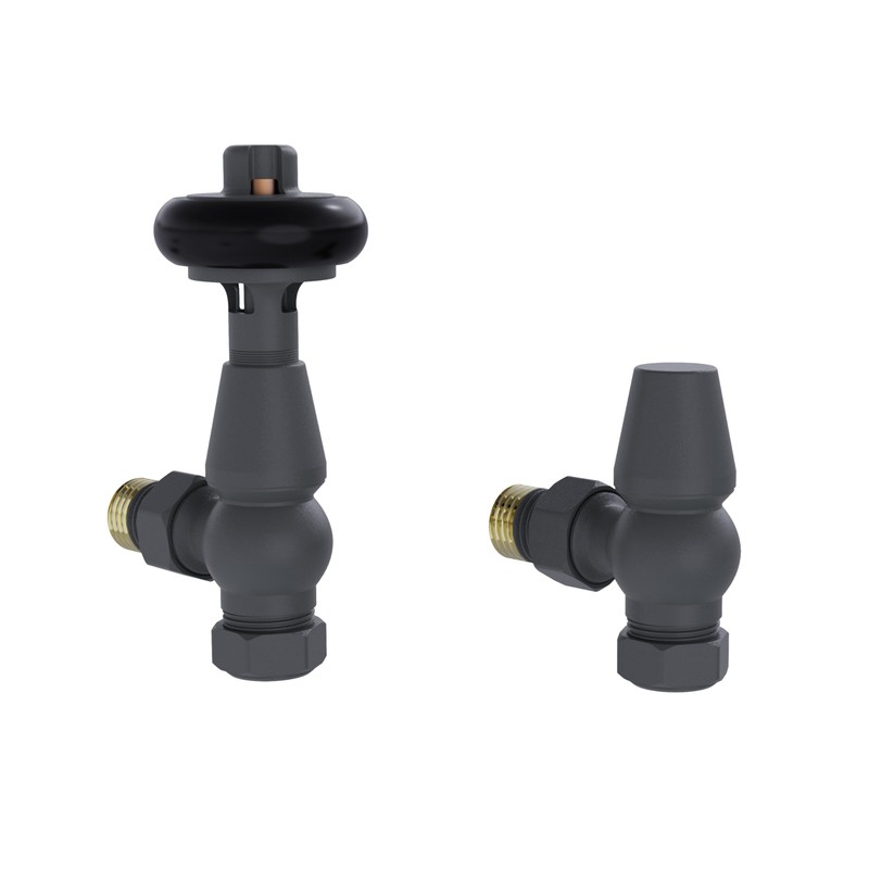 NRG Traditional Antique Angled Central Heating Radiator Valve 15mm Thermostatic