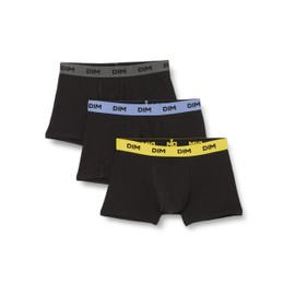 Dim Boxer Shorts Mix And Colors Multipack Cotton Men x6, Black Waistband Yellow/Blue/Grey, M, Black Ceinture Jaune/Blue/Grey