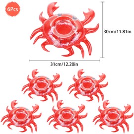 6 Pack Crab Inflatable Drink Holder, LIYDE Drink Floaties Floating Drink Holder for Swimming Pool Drink Holder for Pool Party Decorations Pool Accessories for Adults