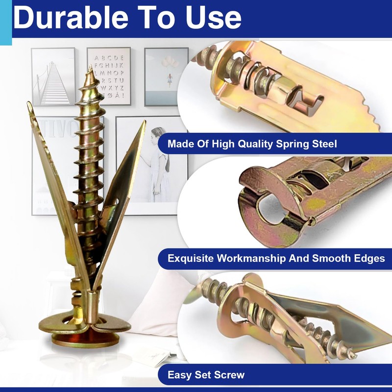 180 PCS Self Drilling Drywall Anchors with Screws Kit, 0.47×1.18
