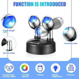 Honoson 4 Pack Dual Head Battery Operated Spotlights Indoor Wireless RGB LED Spot Light with Remote 13 Color Accent Lights with Rotatable Head Stick on Wall Hallway, for Painting Picture(Black)