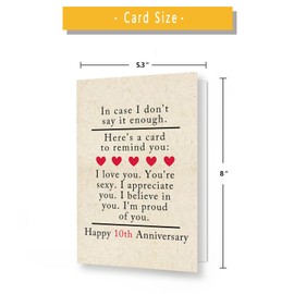 ATTLVV 10 Year Anniversary Card Gifts for Him Her,Happy 10th Anniversary Card for Woman Men,Tin Anniversary Card Gifts for Husband Wife,10th Wedding Anniversary Card