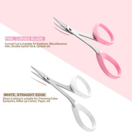 2 PCS,Stainless Steel Curved and Straight Eyebrow Grooming Scissor Set with Protective Cover for Trimming Eyelash Eyebrow,Eyebrow Scissors with Comb