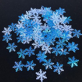 300 Pcs Blue Christmas Snowflake Ornaments Plastic Glitter Snow Flakes Ornaments for Winter Christmas Tree Decorations Craft Snowflakes