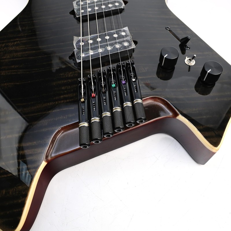 OVSAL Fanned Fret Headless Guitar Bridge，CNC Zinc Alloy 6 String