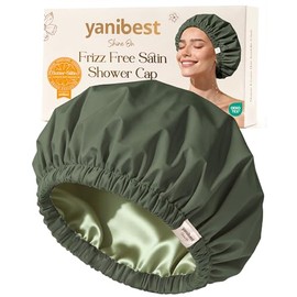 YANIBEST Gorro de Ducha Yanibest para Mujer, Reutilizable, Impermeable, Con Forro de Satén y Banda Elástica Suave, Gorro Grande Lavable para la Ducha.
