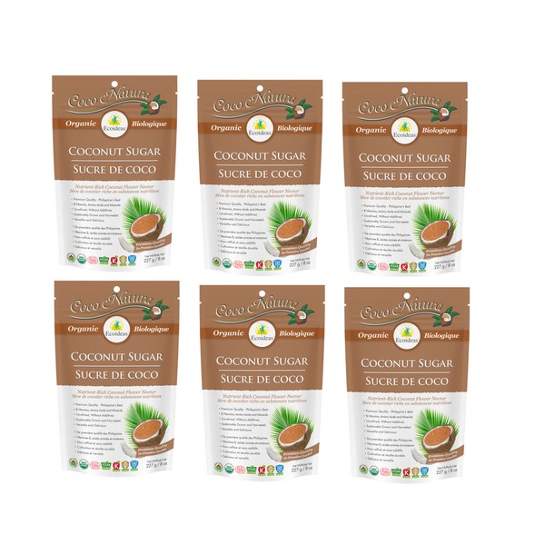 Ecoideas Innovations Inc. Coco Natura Organic Coconut Sugar, Case of 6 (227g Bag)