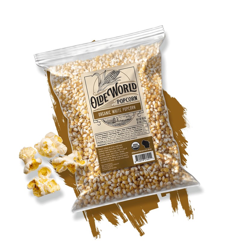 Organic White Popcorn Kernels 6 lb Bag | Non-GMO &