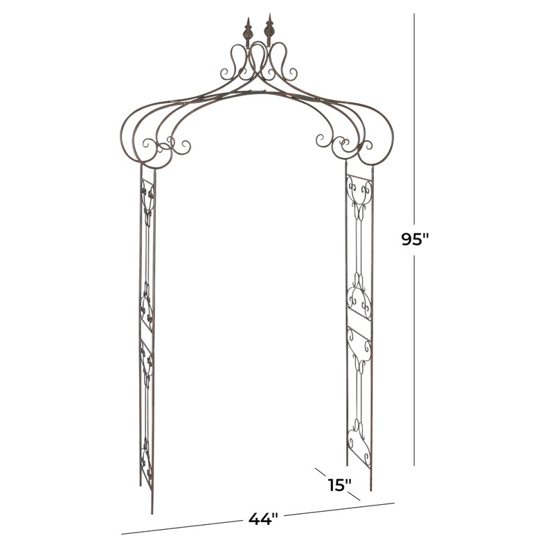 Deco 79 Metal Fleur De Lis Indoor Outdoor Scrollwork Arched