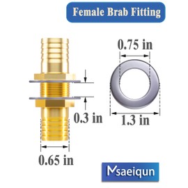 MSAEIQUN Brass Hose Thru-Bulk Head Hex Union Barb Fitting 5/8" (ID) Barb Splicer Mender air hose repair kit with Flat Washer Stainless Steel Pipe Clamps for Pipe Line/Fuel/Air