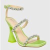 Betsey Johnson Perry Citron Neon Green Rhinestone Strappy Heels Size