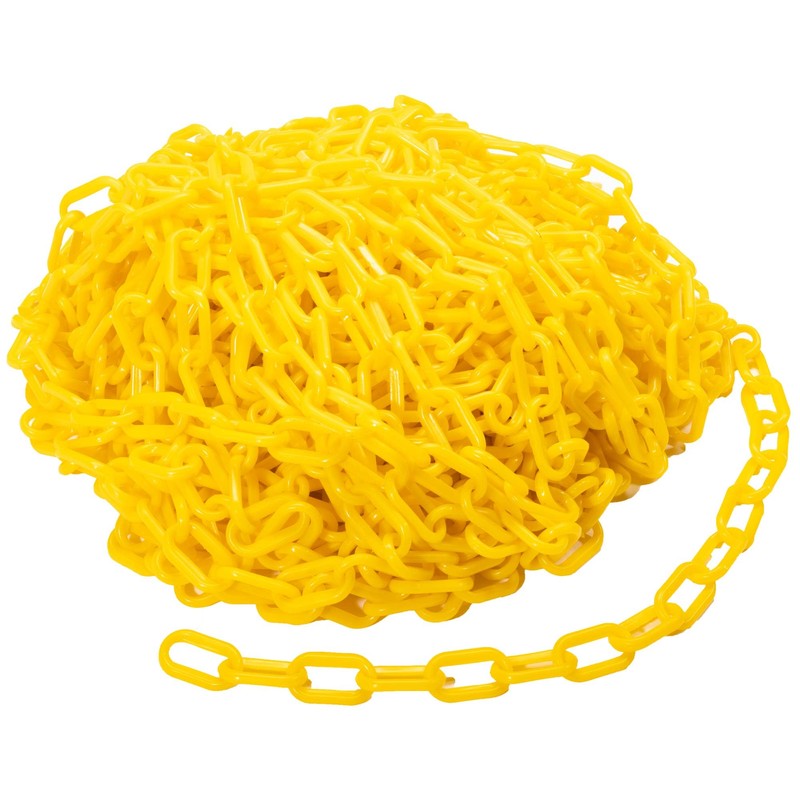 100-foot Plastic Safety Chain Barrier - High-Visibility Lightweight Yellow Barricade