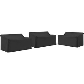 Crosley Furniture Patio Furniture Covers, Waterproof 3-Piece Outdoor Sectional Loveseat Cover Set, Black