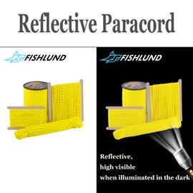 FISHLUND Reflective Paracord 550 lb, 7 Strand Type III Paracord Rope 50ft 4mm, High Strength Nylon Parachute Cord for Camping, Survival, Fishing, Tactical and Hiking, Neon Yellow