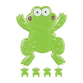 Relaxdays Set of 5 Frog Design Bath Stickers with Suction Cup Children Bath & Shower PVC Non-Slip Stickers Green Plastic Pack of 5