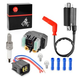 MOTO1988 Ignition Coil & Starter Solenoid Relay Spark Plug Compatible with Yamaha Raptor 700 700R 2006-2018
