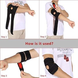 Neoprene Elbow Brace, Non-Slip Tennis Elbow Bandage for Men and Women, Elbow Bandage, Elbow Brace Supports Strong Velcro Straps, Adjustable Clasp for Men and Women
