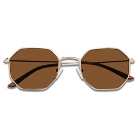 Prive Revaux The Heat Geometric Sunglasses – Handcrafted, Polarized, 100% UV Protection – For Men & Women – Gold/Gold Mirror