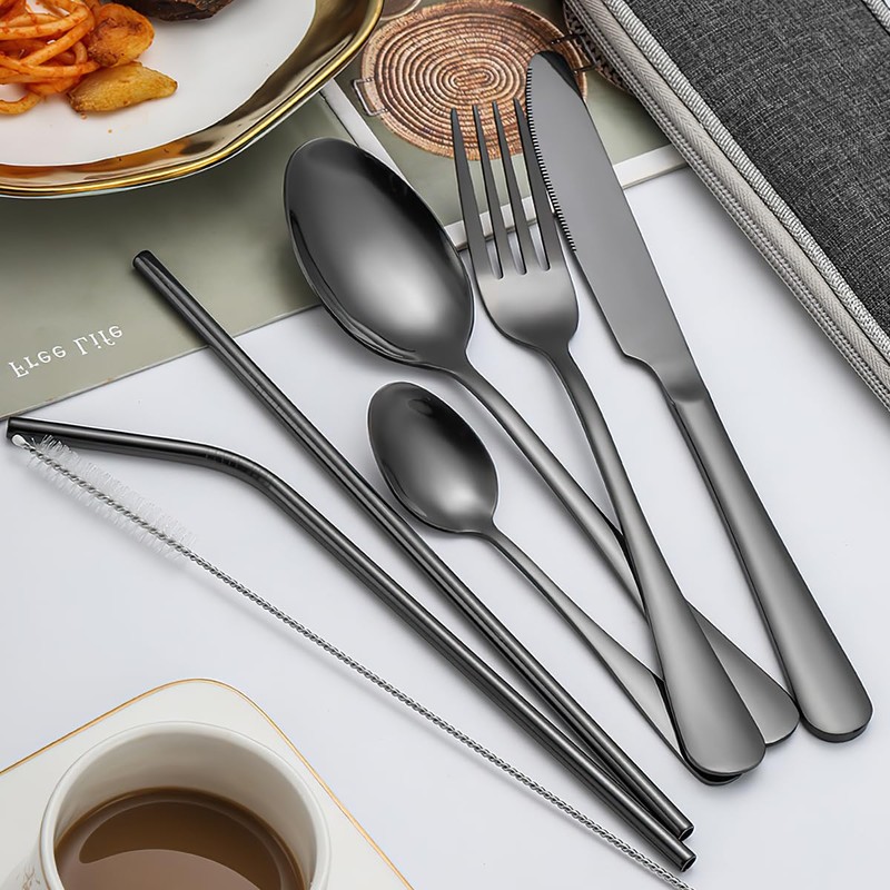 Travel Utensil Set, Reusable Stainless Steel Flatware Set with Case,