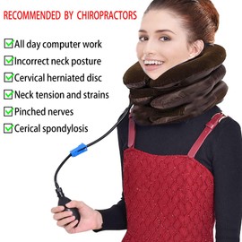 Trazione cervicale per sollievo immediato dal dolore al collo, tavolo di sostegno cervicale gonfiabile e regolabile, sollievo chiropratico del dolore al collo cronico.