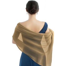 P Pothuiny Chiffon Sheer Shawl Wraps for Evening Dresses, Lightweight Soft Chiffon Scarfs Wedding Party Bridal Scarve for Women (Camel)