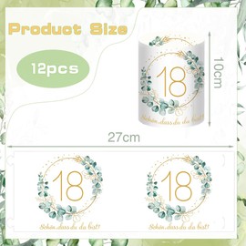 O-Kinee 12 Lantern Table Decoration 18th Birthday Decoration 18th Birthday Girl Boy Happy 18th Birthday Lantern Table Decoration Suitable for Tea Lights or Candles with Schön DASS Du Da Bist and