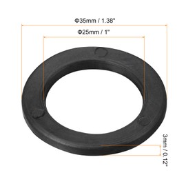 sourcing map Dumbbell Washer, 25mm x 35mm x 3mm Flat Rubber Washers for Barbell Dumbbell, Black 10Pcs