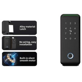 Smart Door Lock with Alloy Deadbolt | 5-in-1 Keyless Entry, Fingerprint Recognition, Touchscreen Keypad, IC Card, Remote in-App Entry and Monitoring and Comes with Mechanical Keys
