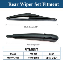 Rear Windshield Wiper Arm with Wiper Blade for Jeep Renegade 2015-2021 Rear Windshield Back Wiper Arm Blade Replacement OEM # 68256590AA