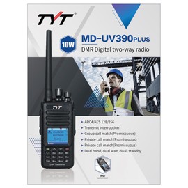 TYT MD-UV390 Plus 10W Digital Two Way Radio Waterproof IP67 Walkie Talkie with AES256 Dual Band DMR