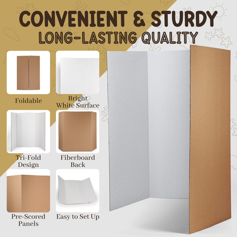 Trifold Poster Board 36" x 48" White Presentation Board -